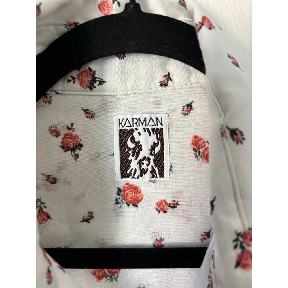 Vtg Karman Western Shirt Small Mens Snap Button Up White Floral - Picture 4 of 8